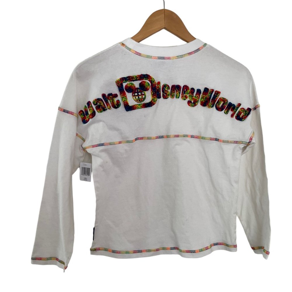 Disney Parks Walt Disney World Spirit Jersey Shirt Youth L Minnie Rainbow Yarn